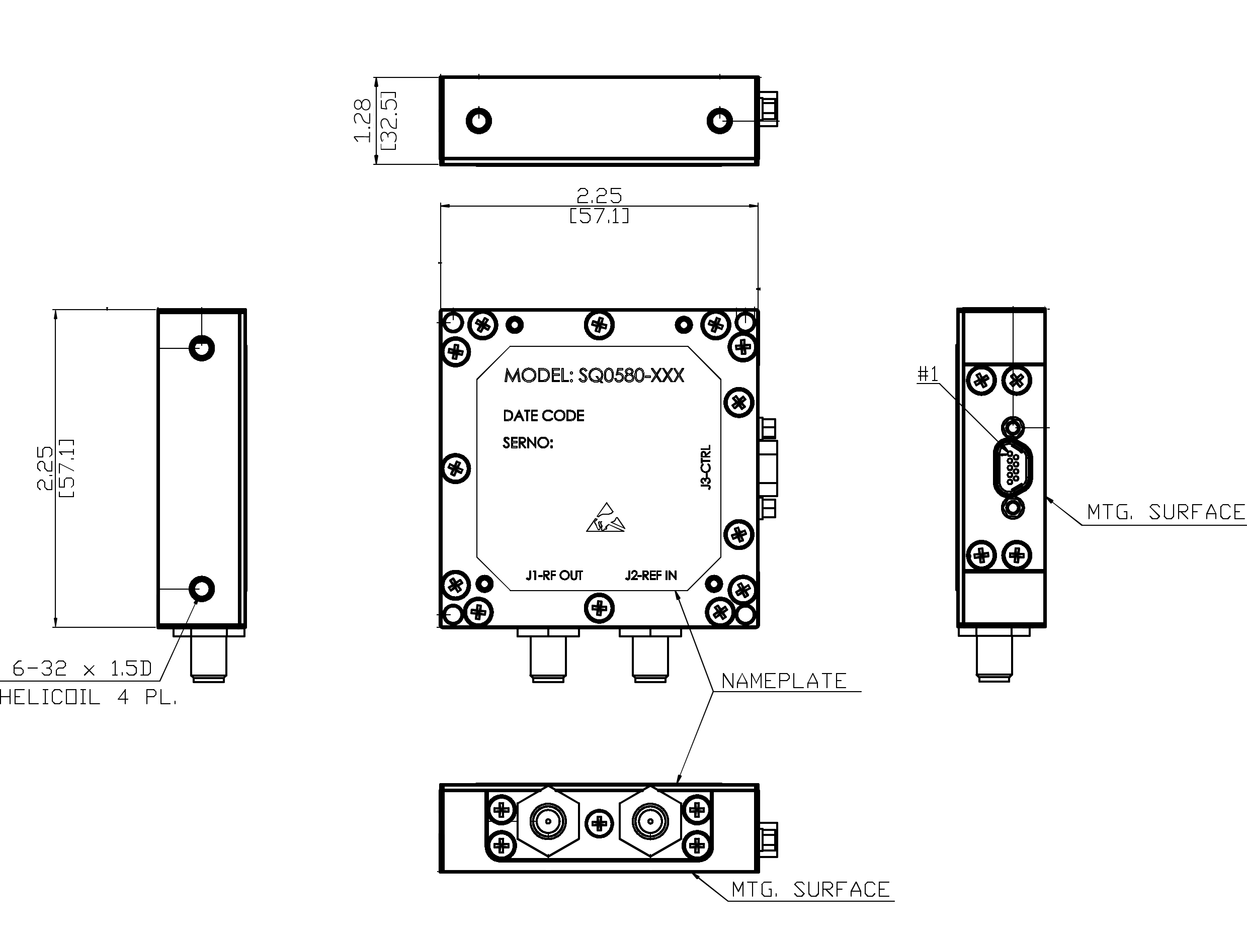 Dimensions and Weight for Series SQ Narrowband Synthesizer
