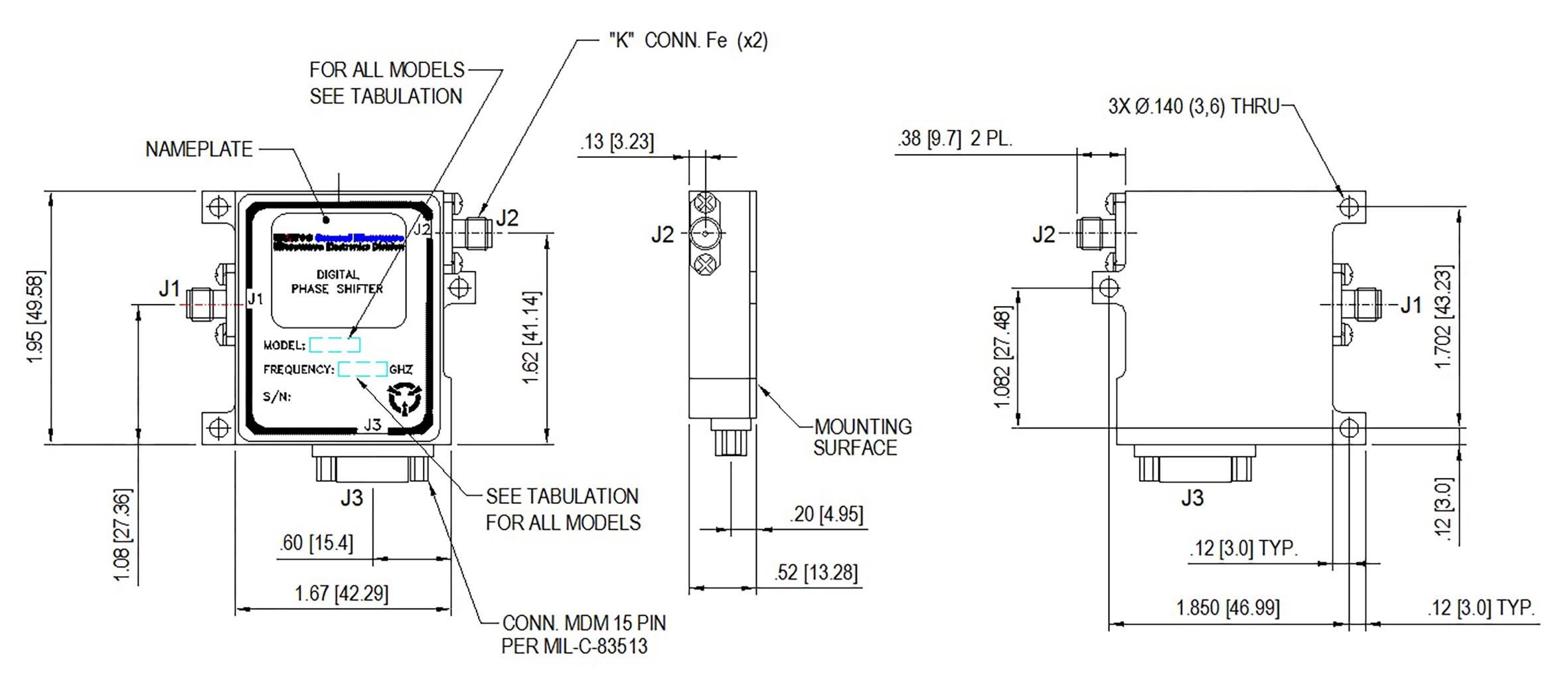 Model 7929 Millimeter Wave 10 Bit Digital 360 Phase Shifter
