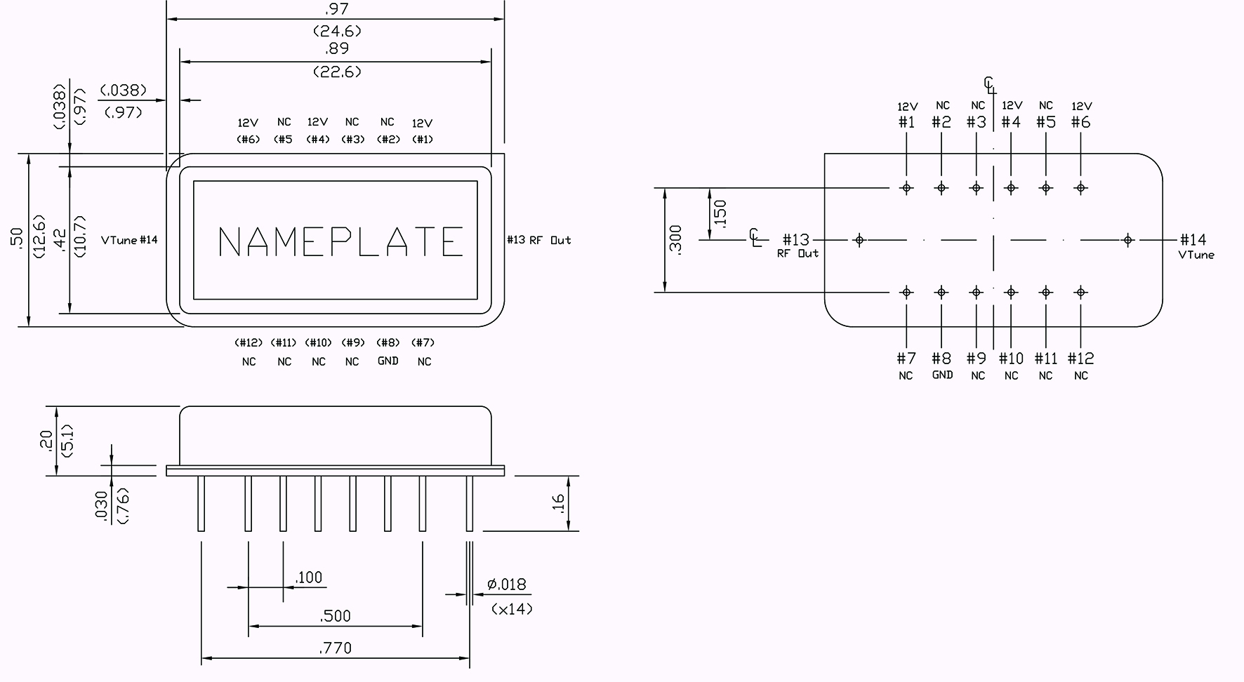 Series V6020-95 Miniaturized Voltage Controlled Oscillators