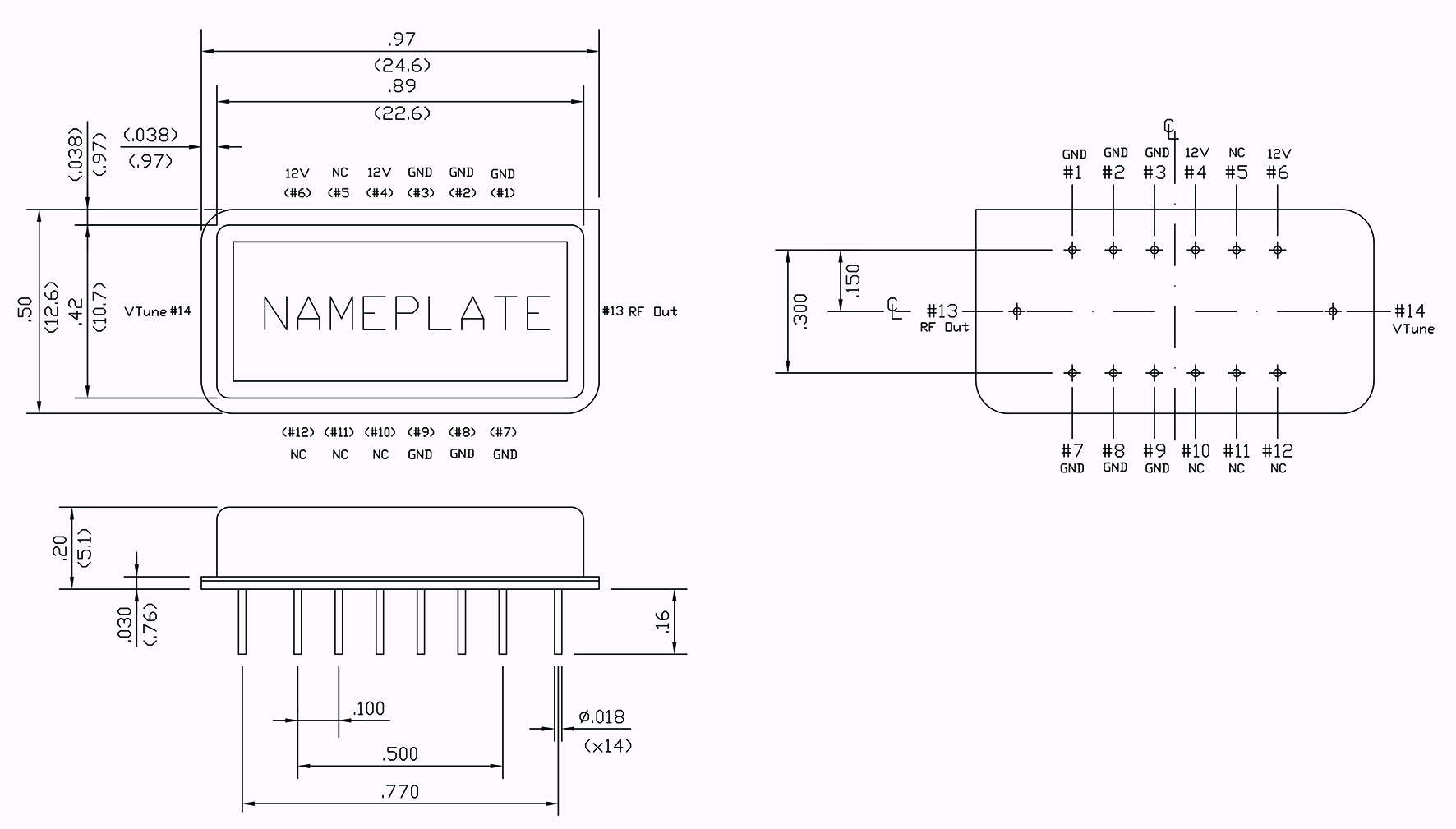 Series V6020-95 Miniaturized Voltage Controlled Oscillators