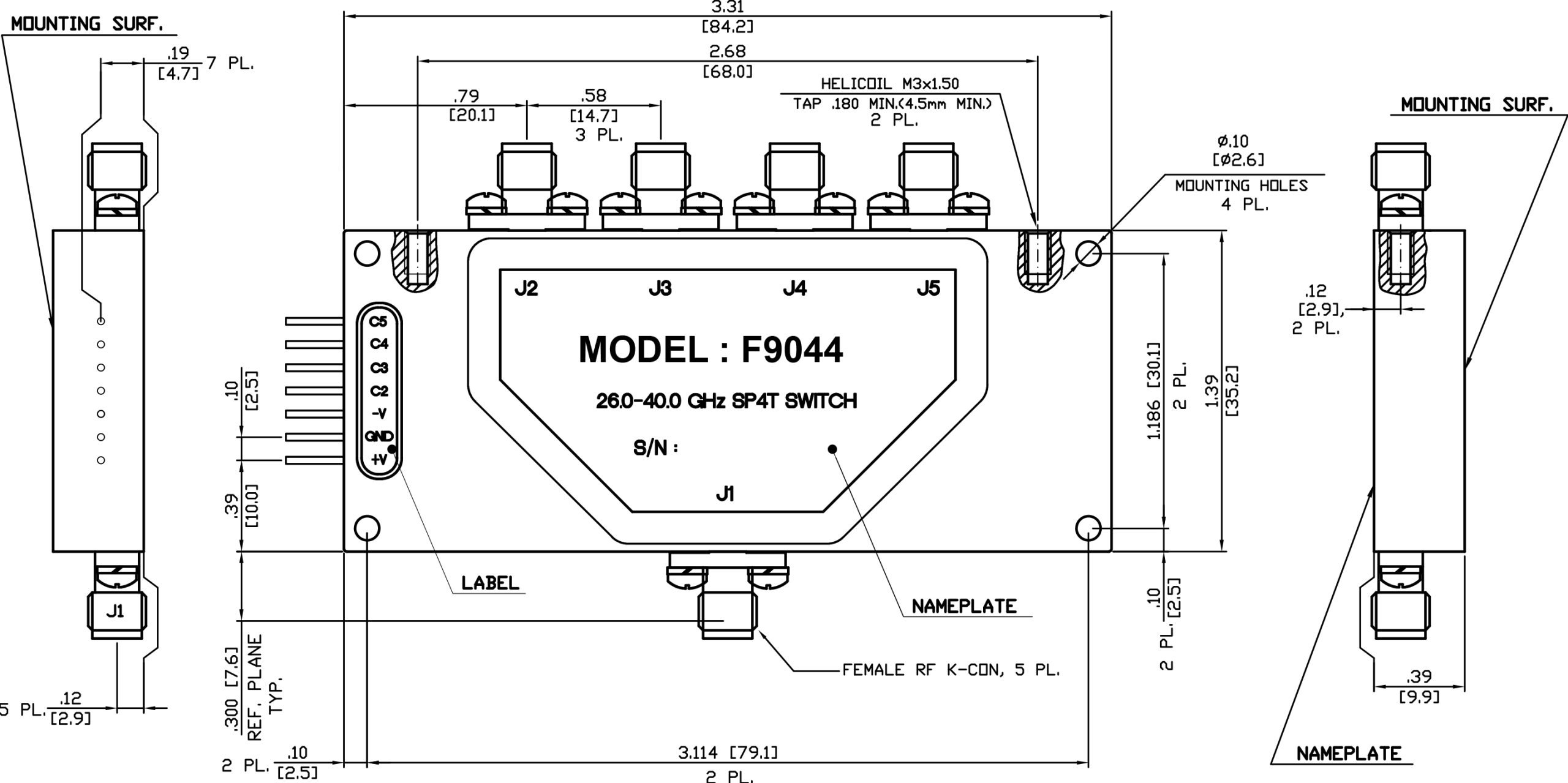 F9044 Millimeter Wave SP4T Switch